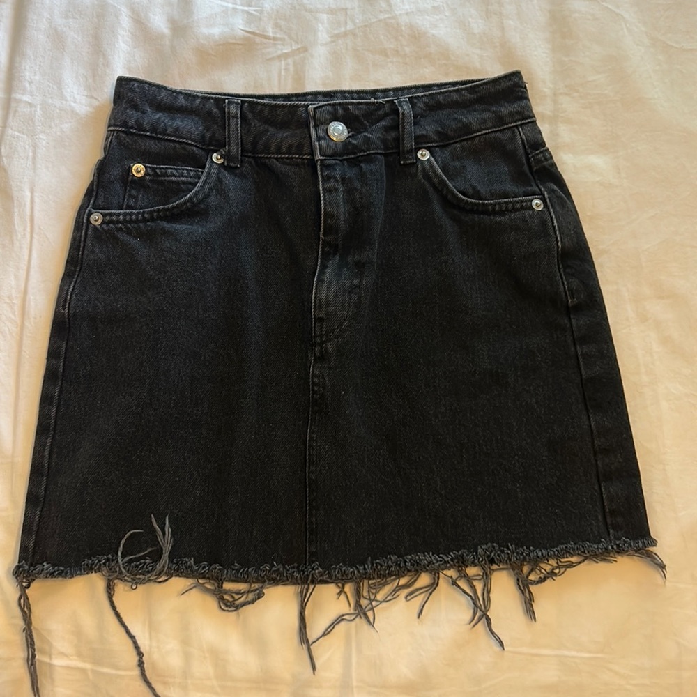 Topshop black denim skirt